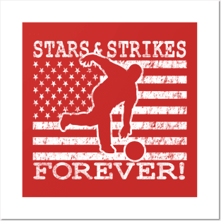 American Flag Bowling USA Patriotic Bowler Stars and Strikes Posters and Art